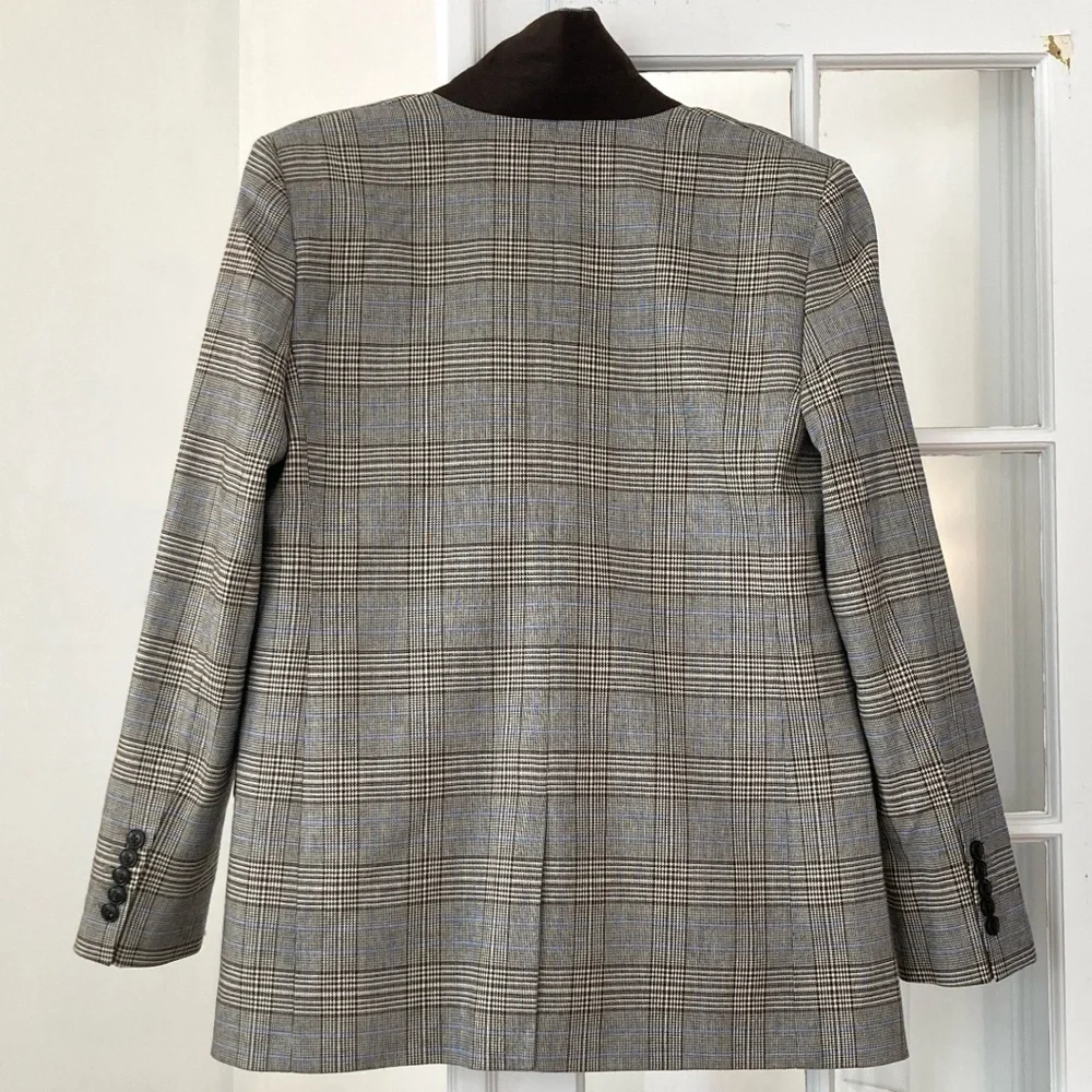 Madewell Italian Wool Fabric Houndstooth Plaid Blazer w/Contrast Felted Collar - Picture 13 of 16